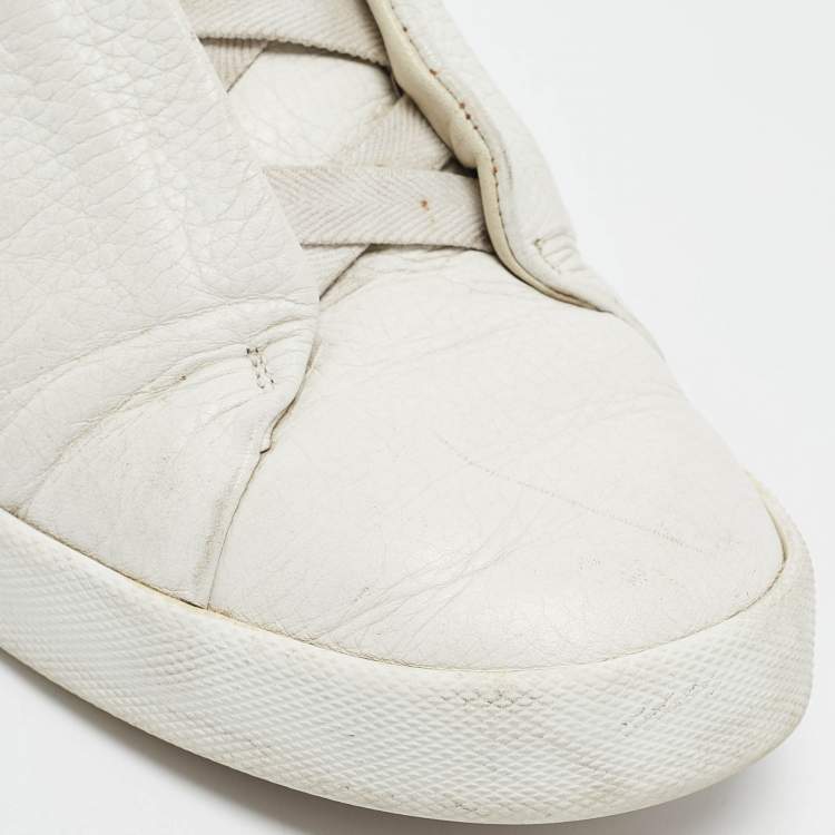 Pre Owned Ermenegildo Zegna White Leather Slip On Sneakers Size 42
