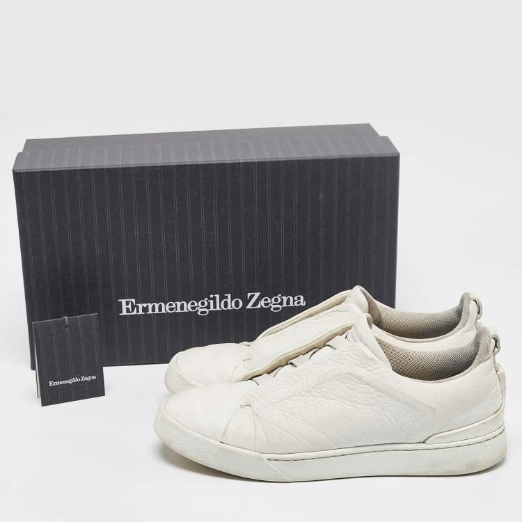 Pre Owned Ermenegildo Zegna White Leather Slip On Sneakers Size 42