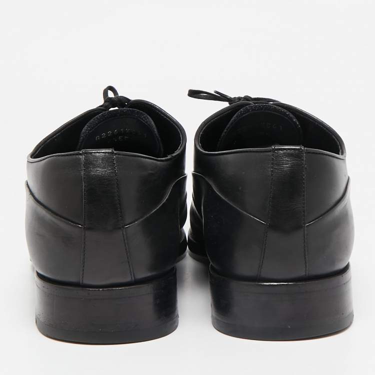 Pre Owned Ermenegildo Zegna Black Leather Lace Up Derby Size 43.5