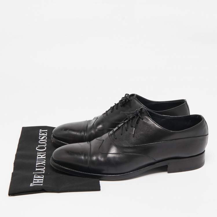 Pre Owned Ermenegildo Zegna Black Leather Lace Up Derby Size 43.5