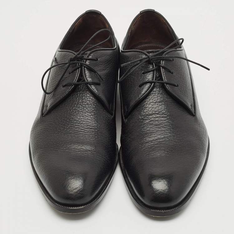 Pre Owned Ermenegildo Zegna Black Leather Lace Up Derby Size 42