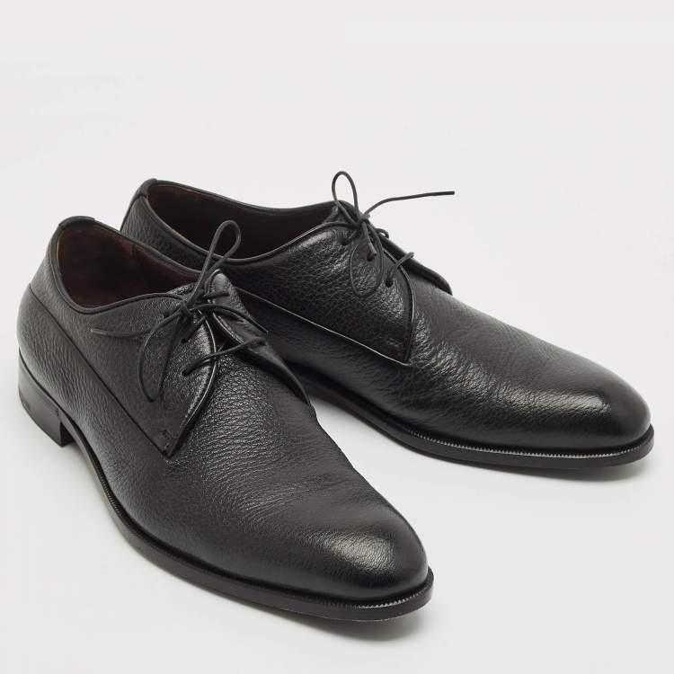 Pre Owned Ermenegildo Zegna Black Leather Lace Up Derby Size 42