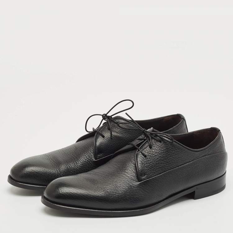 Pre Owned Ermenegildo Zegna Black Leather Lace Up Derby Size 42