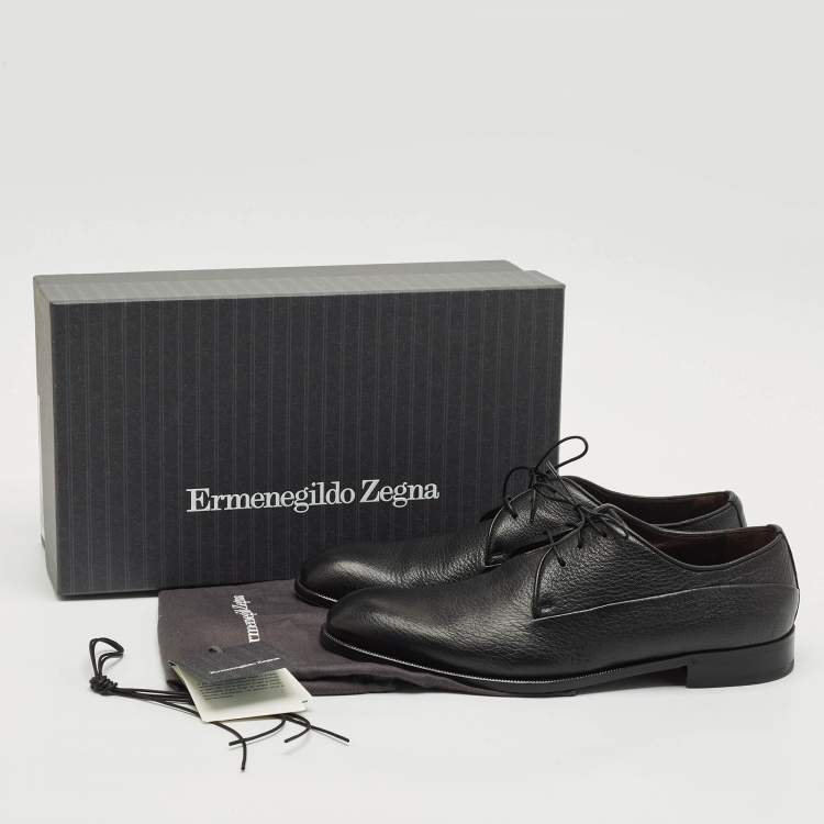 Pre Owned Ermenegildo Zegna Black Leather Lace Up Derby Size 42