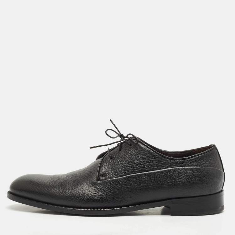 Pre Owned Ermenegildo Zegna Black Leather Lace Up Derby Size 42