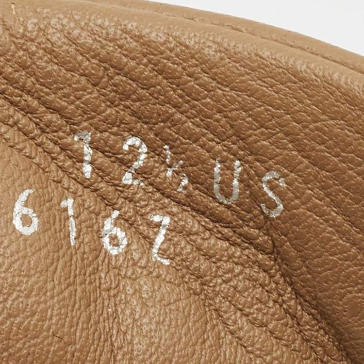 Pre Owned Ermenegildo Zegna Beige Canvas and Leather Triple Stitch Slip On Sneakers Size 45.5