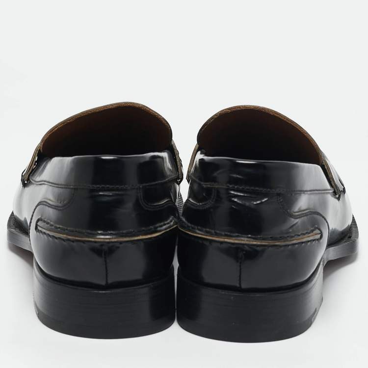 Pre Owned Ermenegildo Zegna Black Leather Penny Slip On Loafers Size 45