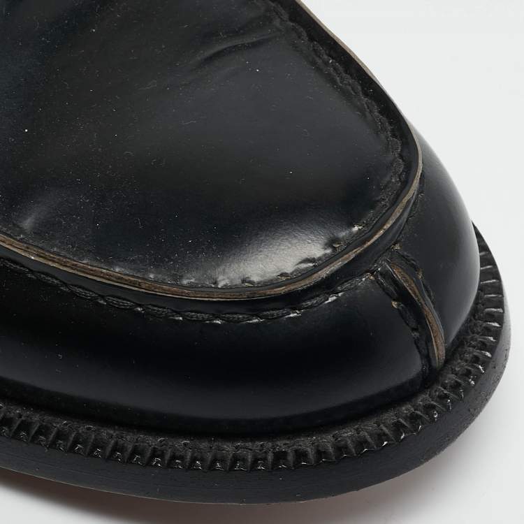 Pre Owned Ermenegildo Zegna Black Leather Penny Slip On Loafers Size 45