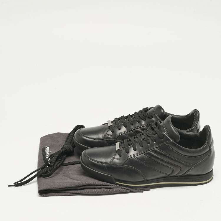 Pre Owned Ermenegildo Zegna Black Leather Lace Up Sneakers Size 40