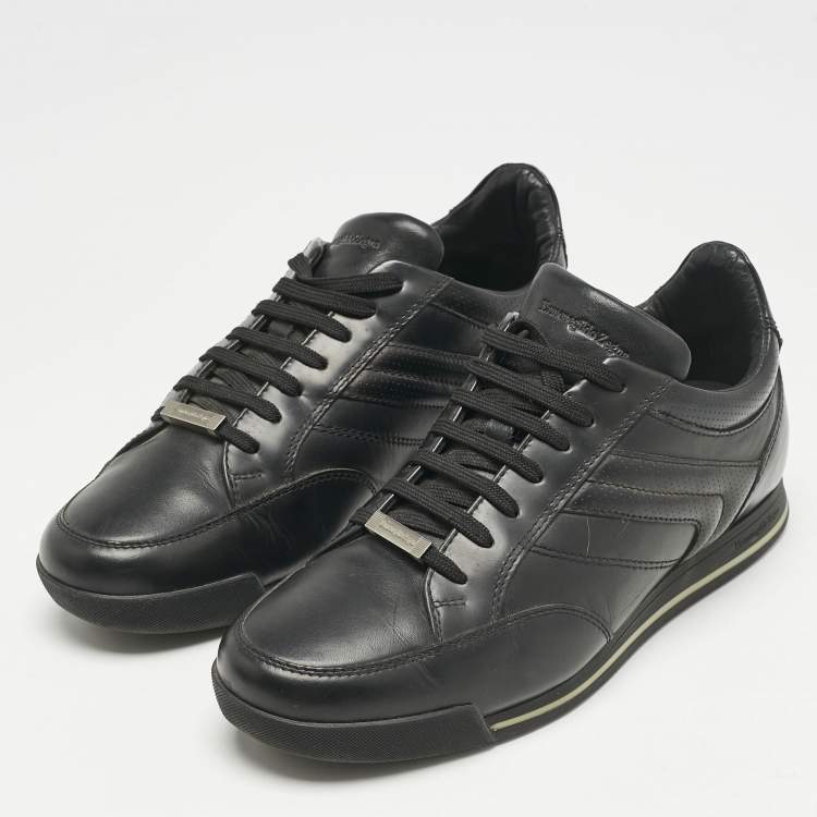 Pre Owned Ermenegildo Zegna Black Leather Lace Up Sneakers Size 40