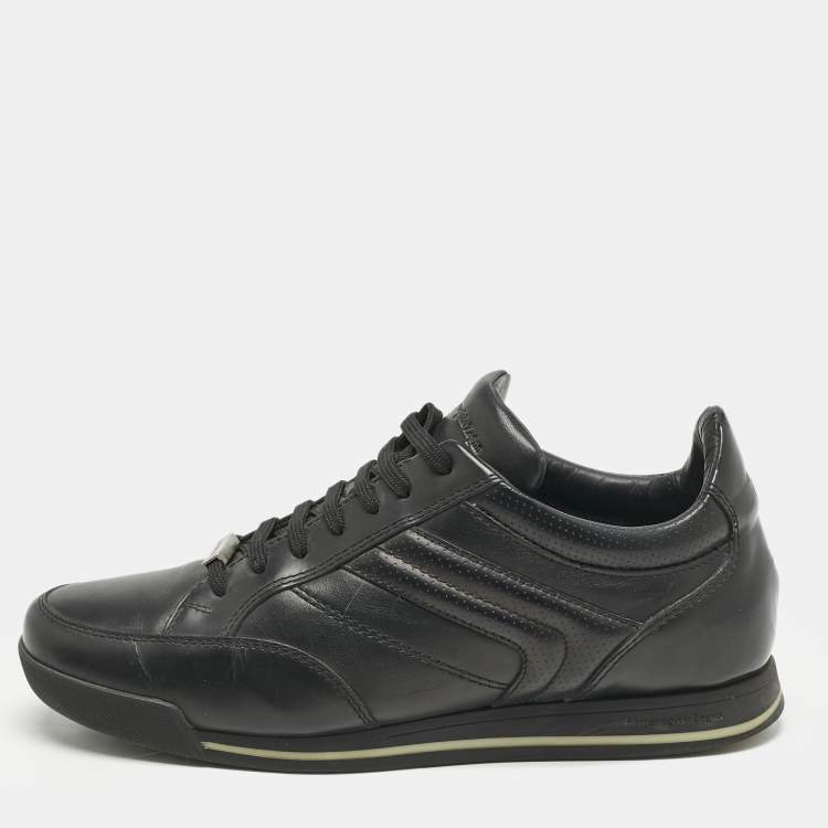 Pre Owned Ermenegildo Zegna Black Leather Lace Up Sneakers Size 40