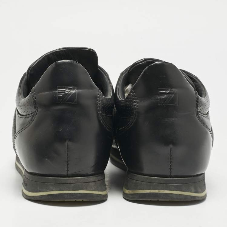 Pre Owned Ermenegildo Zegna Black Leather Lace Up Sneakers Size 40