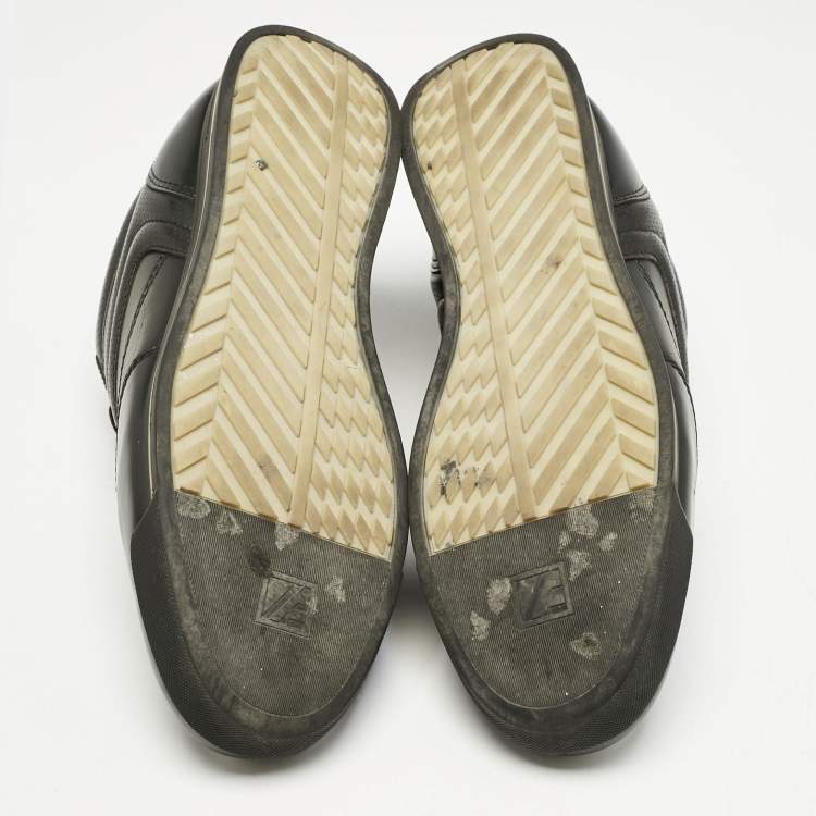 Pre Owned Ermenegildo Zegna Black Leather Lace Up Sneakers Size 40