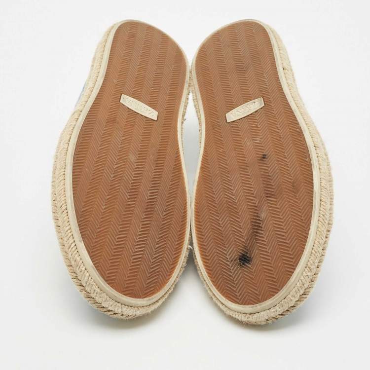 Pre Owned Ermenegildo Zegna Blue Canvas and Leather Triple Stitch Espadrilles Size 44.5
