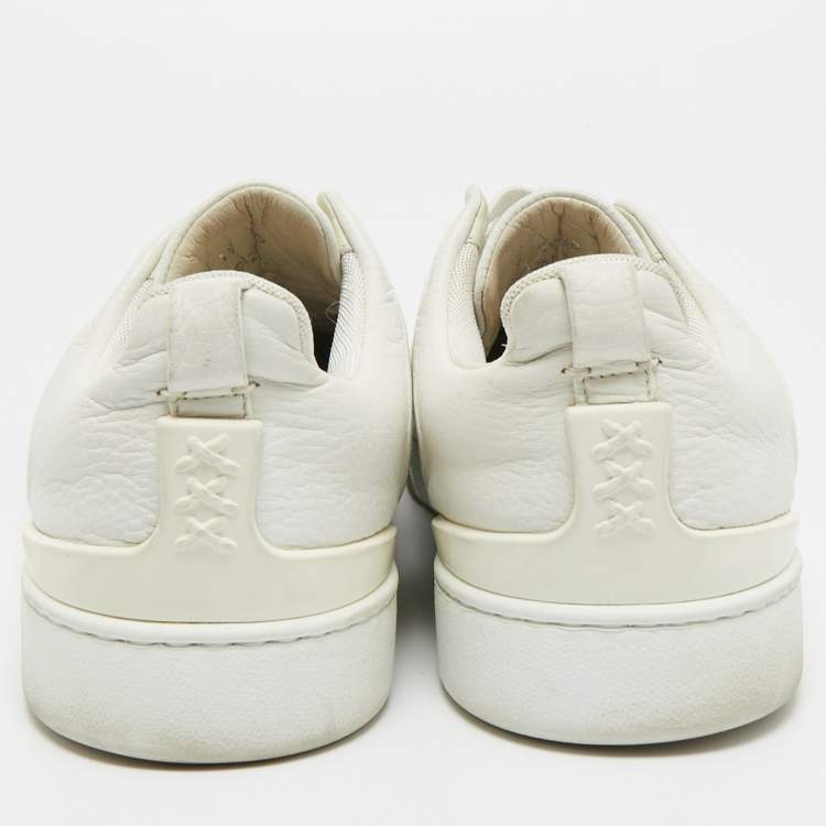 Pre Owned Ermenegildo Zegna Couture White Leather Triple Stitch Low Top Sneakers Size 43