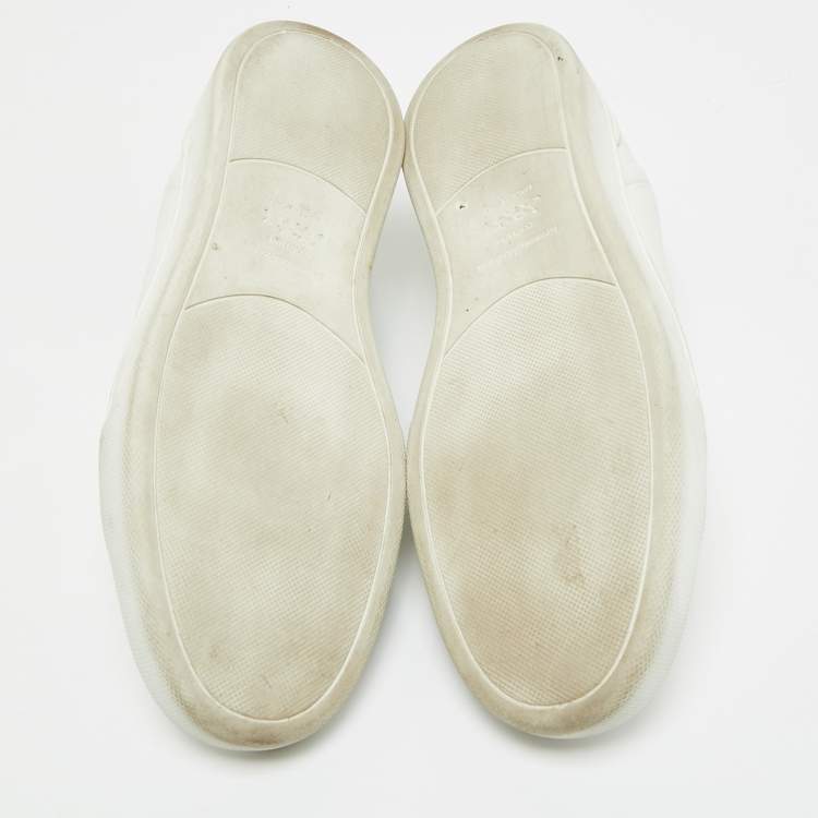 Pre Owned Ermenegildo Zegna Couture White Leather Triple Stitch Low Top Sneakers Size 43