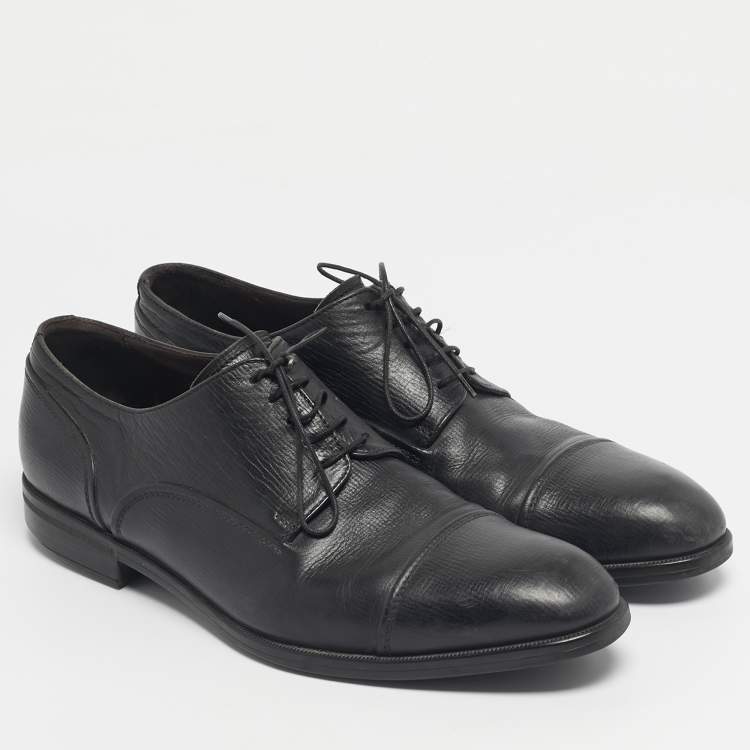 Pre Owned Ermenegildo Zegna Black Leather Lace Up Derby Size 44