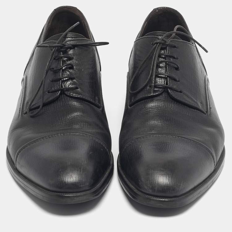 Pre Owned Ermenegildo Zegna Black Leather Lace Up Derby Size 44