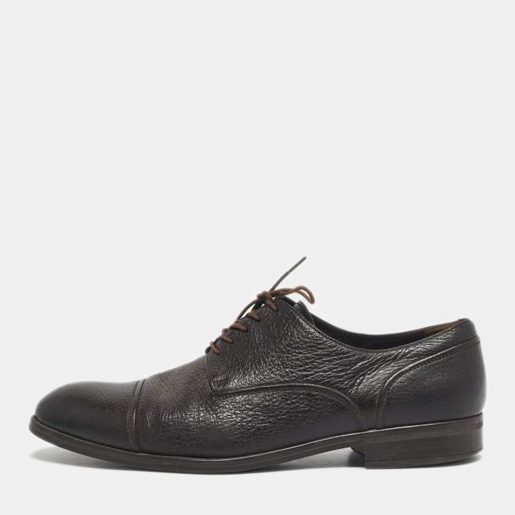 Pre Owned Ermenegildo Zegna Brown Leather Lace Up Derby Size 44