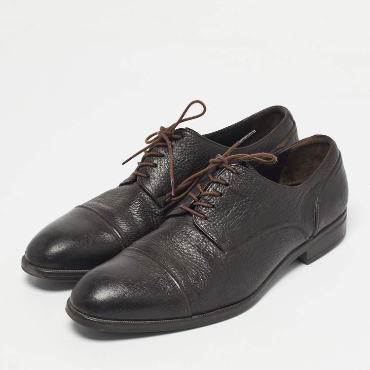 Pre Owned Ermenegildo Zegna Brown Leather Lace Up Derby Size 44