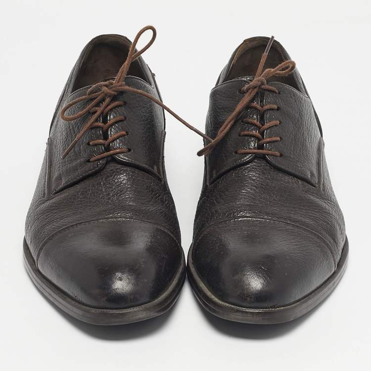 Pre Owned Ermenegildo Zegna Brown Leather Lace Up Derby Size 44