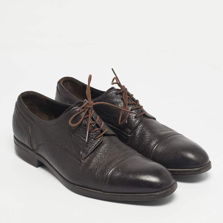 Pre Owned Ermenegildo Zegna Brown Leather Lace Up Derby Size 44
