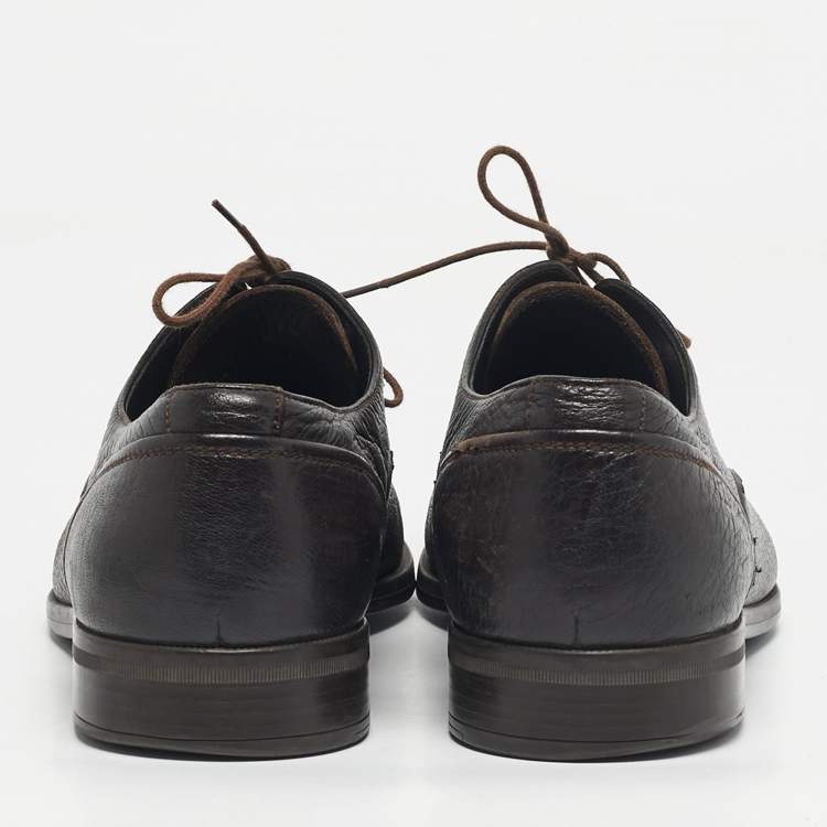 Pre Owned Ermenegildo Zegna Brown Leather Lace Up Derby Size 44