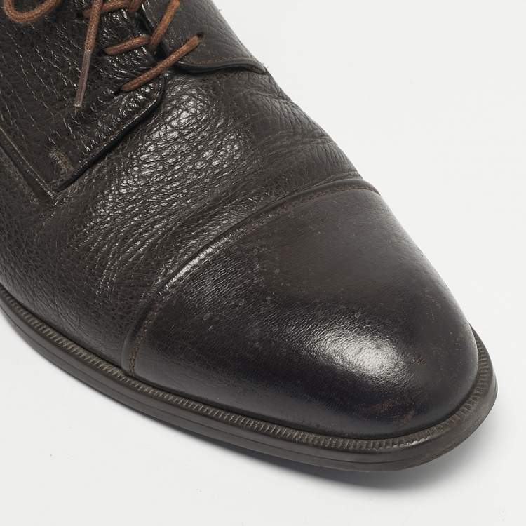 Pre Owned Ermenegildo Zegna Brown Leather Lace Up Derby Size 44