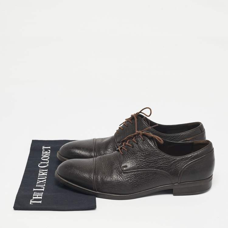 Pre Owned Ermenegildo Zegna Brown Leather Lace Up Derby Size 44