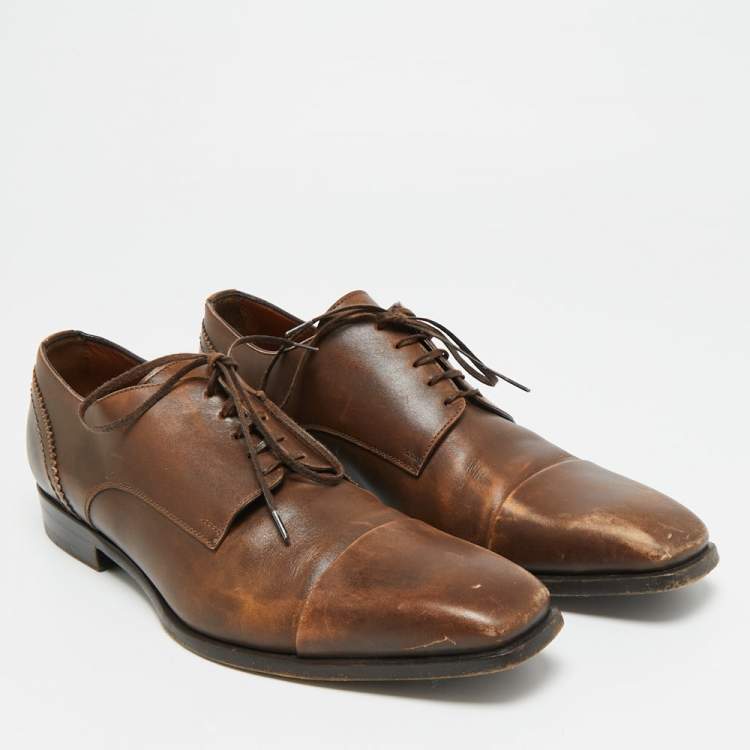 Pre Owned Ermenegildo Zegna Size 41 Brown Leather Derby