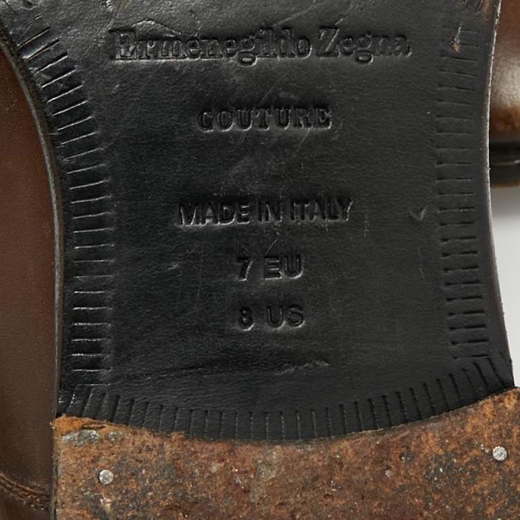 Pre Owned Ermenegildo Zegna Size 41 Brown Leather Derby