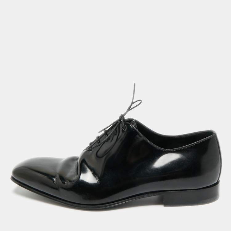Pre Owned Ermenegildo Zegna Size 41 Black Patent Leather Derby