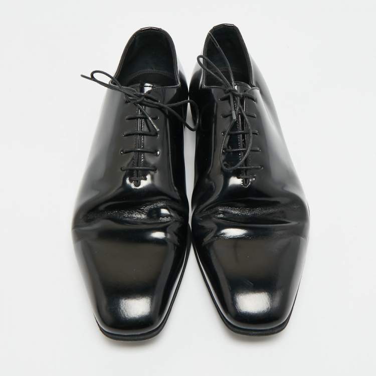 Pre Owned Ermenegildo Zegna Size 41 Black Patent Leather Derby