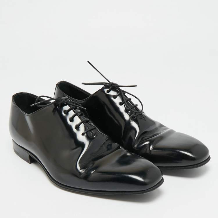 Pre Owned Ermenegildo Zegna Size 41 Black Patent Leather Derby