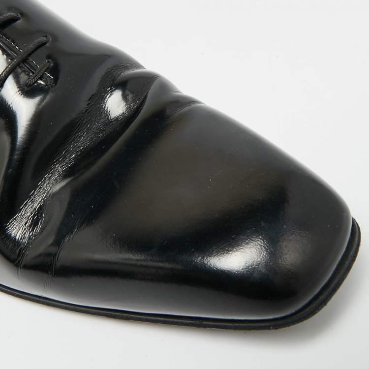 Pre Owned Ermenegildo Zegna Size 41 Black Patent Leather Derby