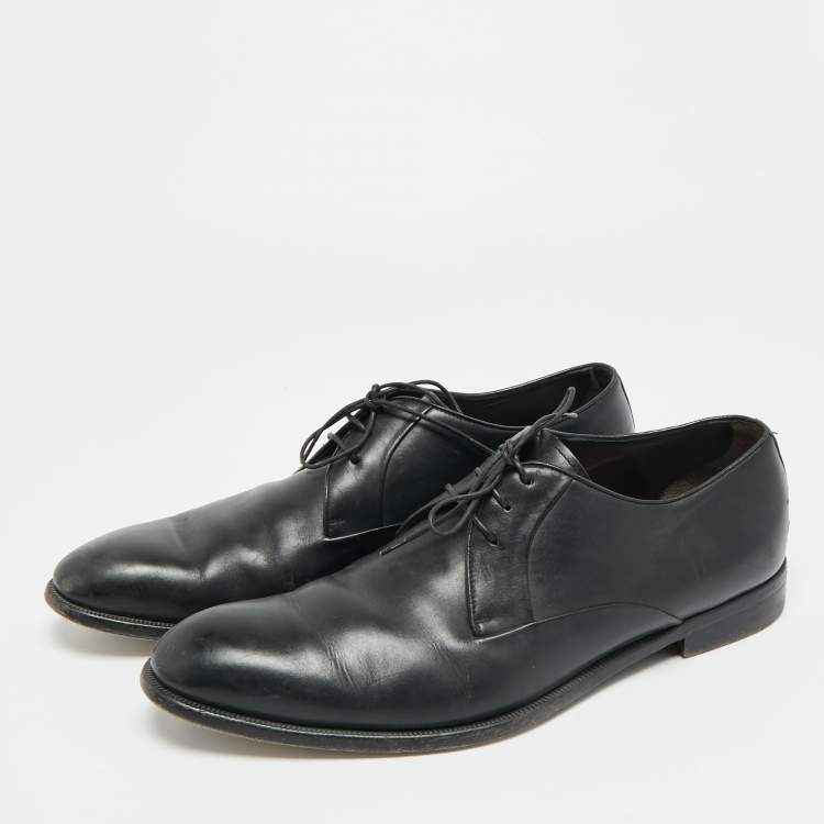 Pre Owned Ermenegildo Zegna Size 43 Black Leather Lace Up Derby Shoes