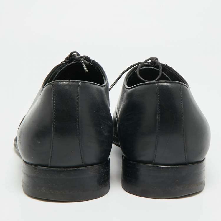 Pre Owned Ermenegildo Zegna Size 43 Black Leather Lace Up Derby Shoes