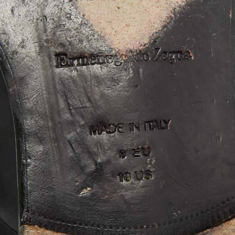 Pre Owned Ermenegildo Zegna Size 43 Black Leather Lace Up Derby Shoes