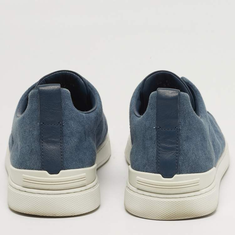 مملوكة مسبقًا حذاء رياضي ايرمنيجلدو زينيا دينم أزرق خياطة ثلاثية سليب أون مقاس 44