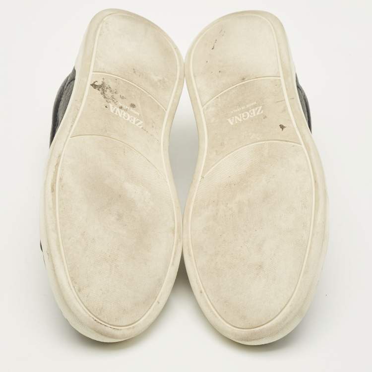 مملوكة مسبقًا Ermenegildo Zegna Triple stitch Size 41 Navy Blue Leather Slip On Sneakers