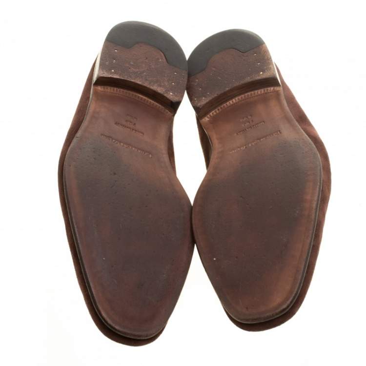 Pre Owned Ermenegildo Zegna Brown Suede Asola Penny Loafers Size 41