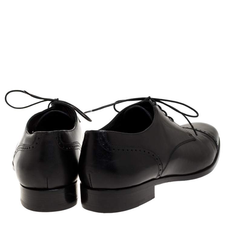 Pre Owned Ermenegildo Zegna Black Brogue Leather Lace Up Oxford Size 43.5 