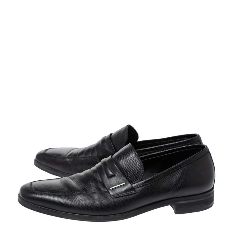 Pre Owned Ermenegildo Zegna Black Leather Penny Loafers Size 44