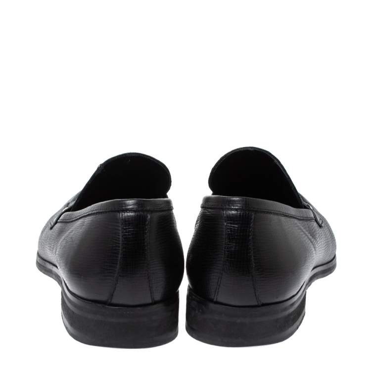 Pre Owned Ermenegildo Zegna Black Leather Penny Loafers Size 44
