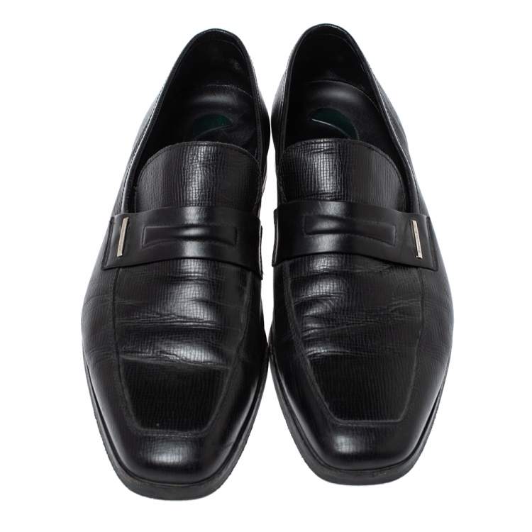 Pre Owned Ermenegildo Zegna Black Leather Penny Loafers Size 44