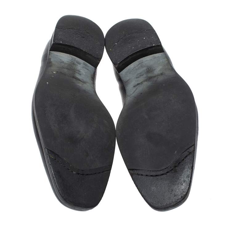 Pre Owned Ermenegildo Zegna Black Leather Penny Loafers Size 44