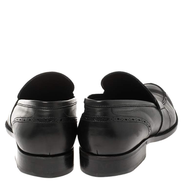 Pre Owned Ermenegildo Zegna Black Leather Penny Loafers Size 43.5