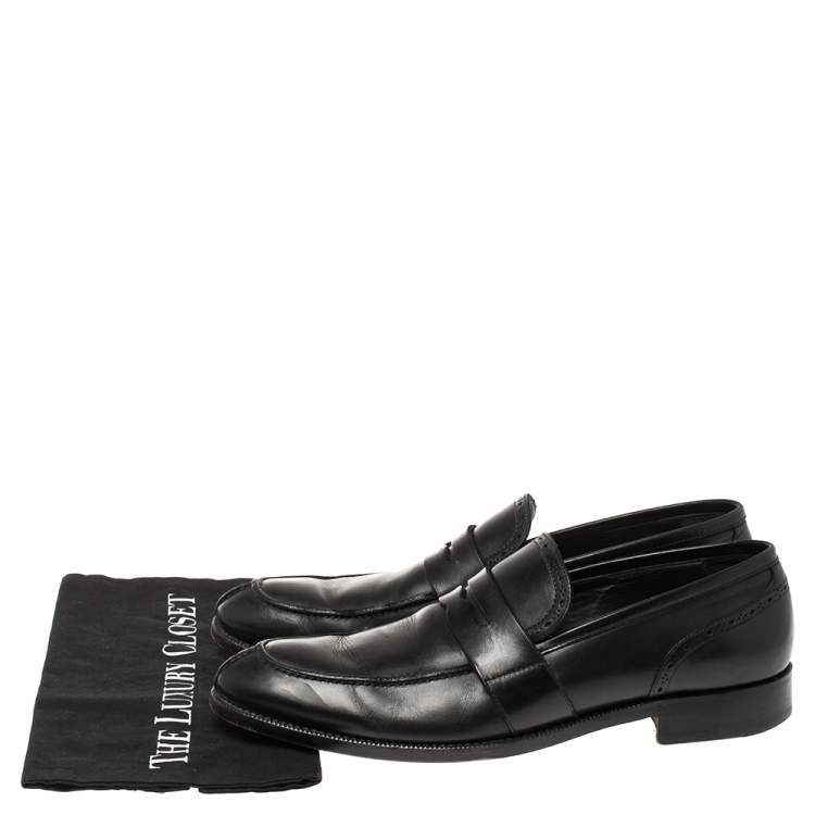 Pre Owned Ermenegildo Zegna Black Leather Penny Loafers Size 43.5