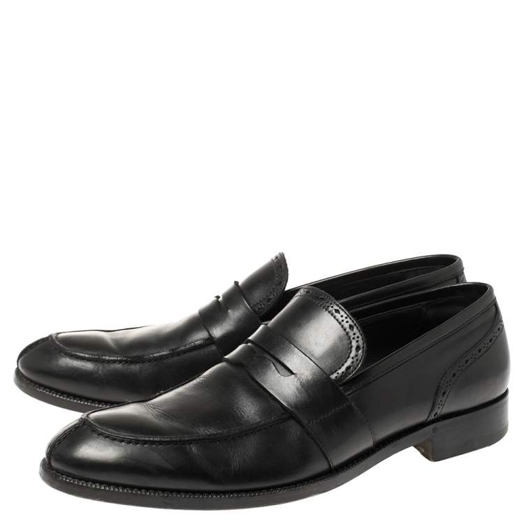 Pre Owned Ermenegildo Zegna Black Leather Penny Loafers Size 43.5
