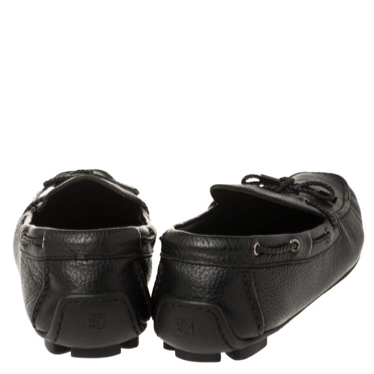 Pre Owned Ermenegildo Zegna Black Leather Bow Loafers Size 42